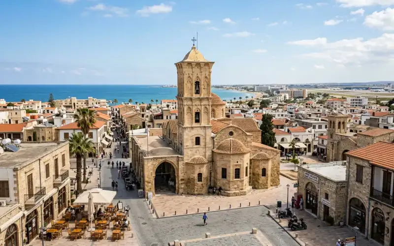 Historic Saint Lazarus Church in Larnaca, Cyprus, showcases stunning architecture and rich cultural heritage near the city...