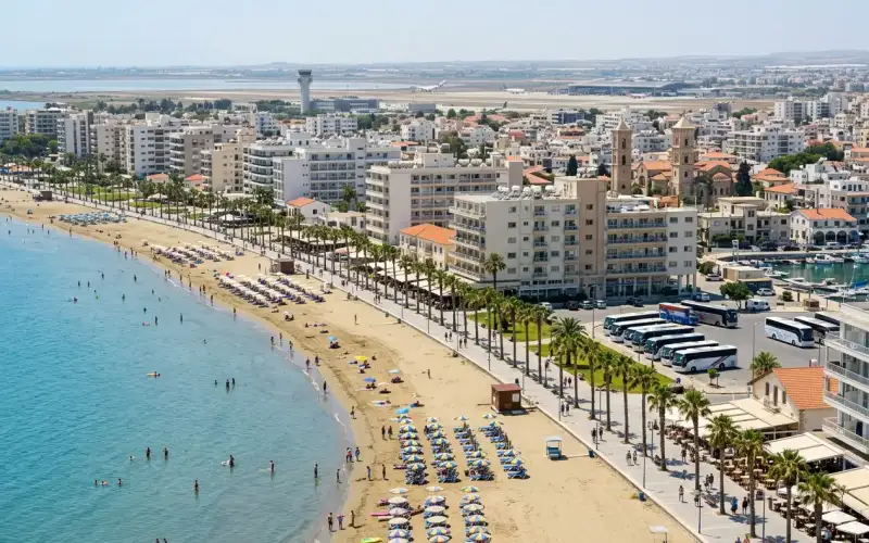 Families enjoy a sunny day trip in Larnaca, Cyprus, exploring the coastal city and its convenient airport hub