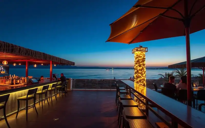 Larnaca's vibrant nightlife shines in this photo, showcasing top bars and live music venues for 2026